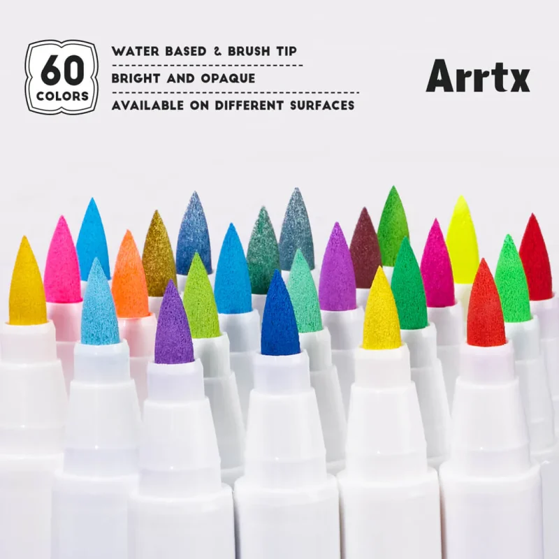 ⁦Arrtx 60 Regular Colors Acrylic Marker Brush Tip⁩ - الصورة ⁦5⁩