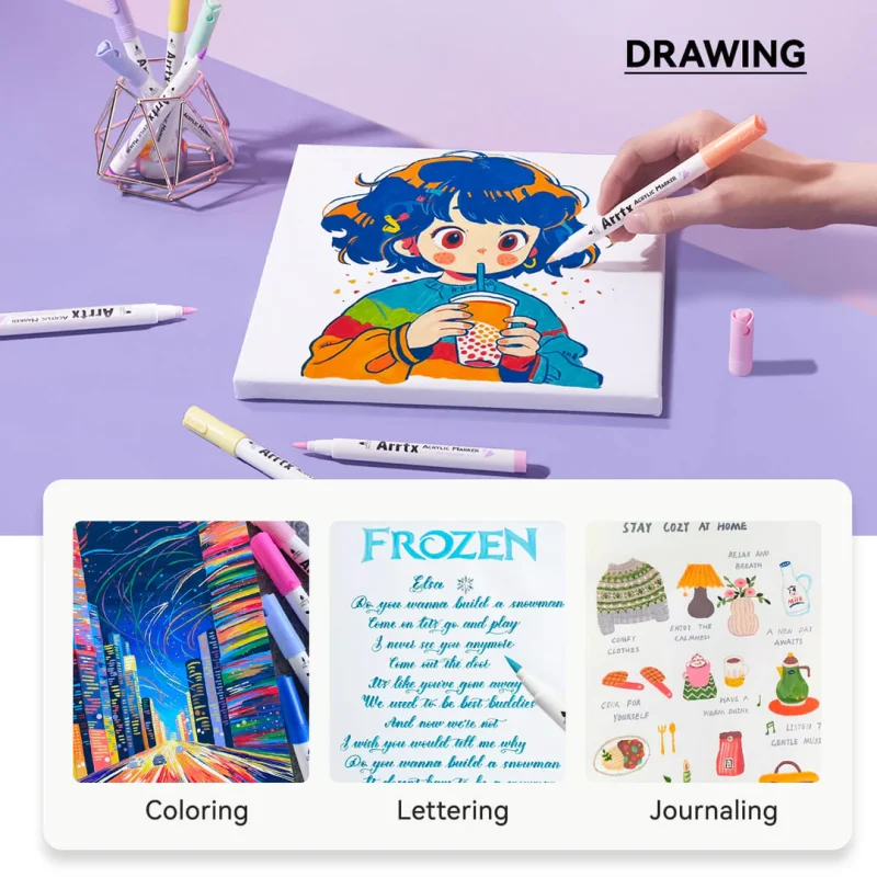 ⁦Arrtx 60 Anime Colors Acrylic Marker Brush Tip⁩ - الصورة ⁦7⁩