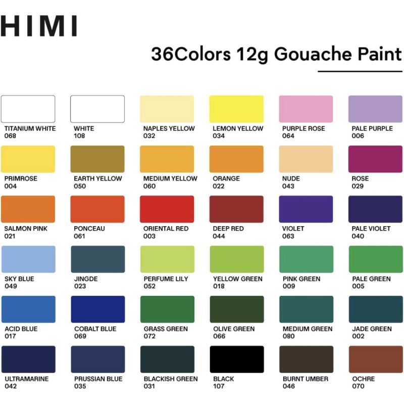 ⁦HIMI Gouache Paint Set 36 Colors 12g⁩ - الصورة ⁦2⁩